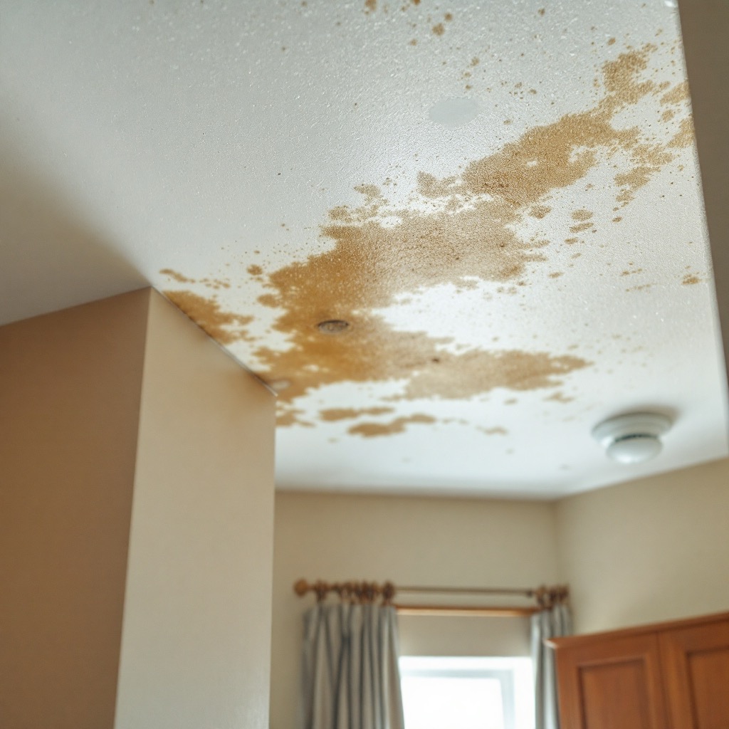 Ceiling mold staining from a roof leak